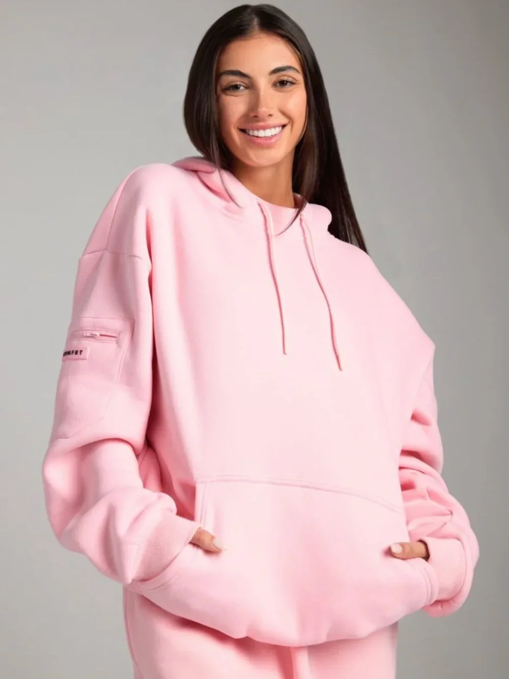 Comfrt Airplane Mode Travel Hoodie Pink - Picture 1 of 16